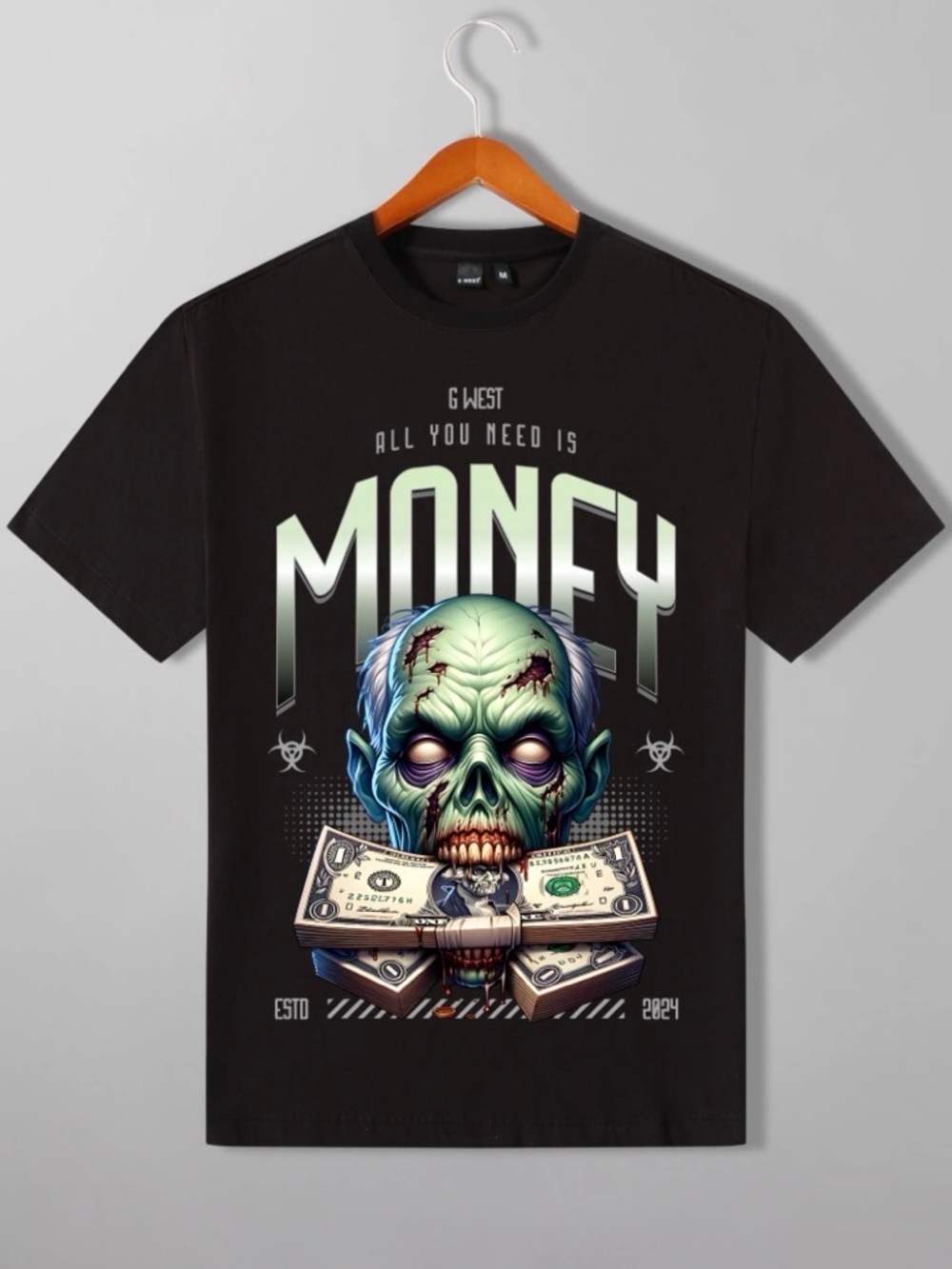 G West "All You Need Is Money" Zombie Oversized Graphic Tee - 2XL - Picture 3 of 7